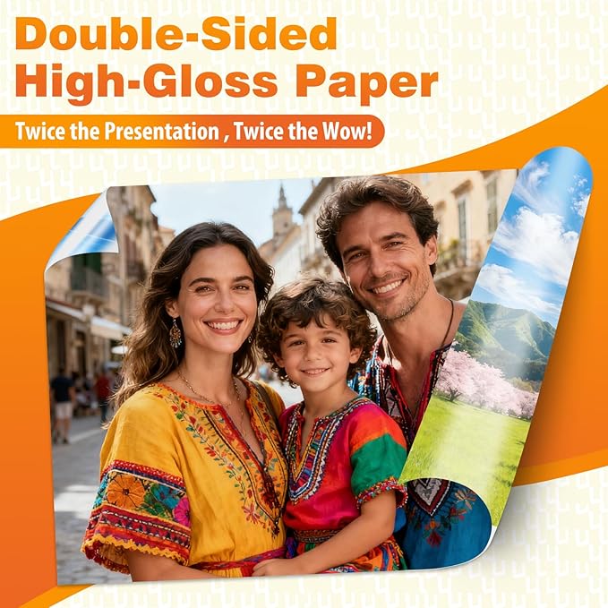 Uinkit 200Gsm 100Sheeets Double Sided Photo Paper Glossy 8.5x11 54lbs Inkjet for Dye Ink Value Bulk Pack Picture 8.5 x 11 9.5Mil for Inkjet Printing Printer