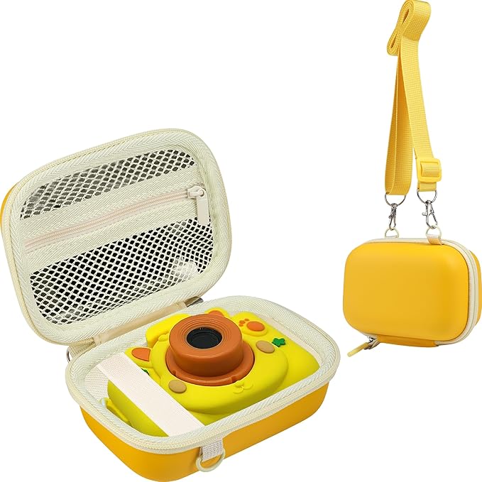 Leayjeen Kids Camera Case Compatible with OUTUVAS/Goopow/Mgaolo/HOOMOON/Kids Camera Toys and Kids Digital Video Camcorder Camera,Best Birthday Festival Gift -Yellow(Case Only)