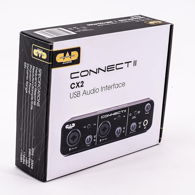 CAD Audio CX2 2x2 USB Audio Interface – 24-Bit/96kHz, Dual XLR Combo Inputs, Phantom Power