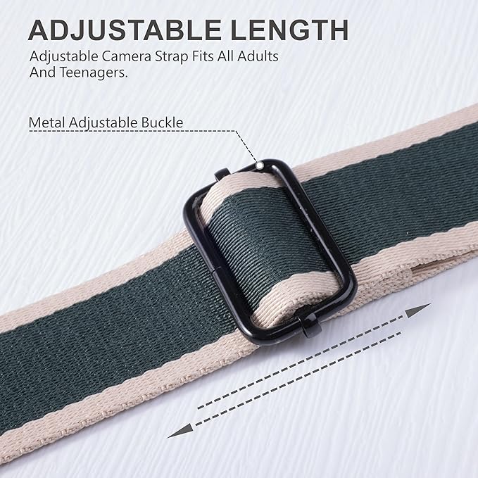 Padwa Lifestyle Adjustable Camera Strap - 1.5" Top Layer Cowhide Head Camera Straps for Photographers, Cotton Adjustable Neck Shoulder & Crossbody Strap Quick Release for All Cameras and Binoculars