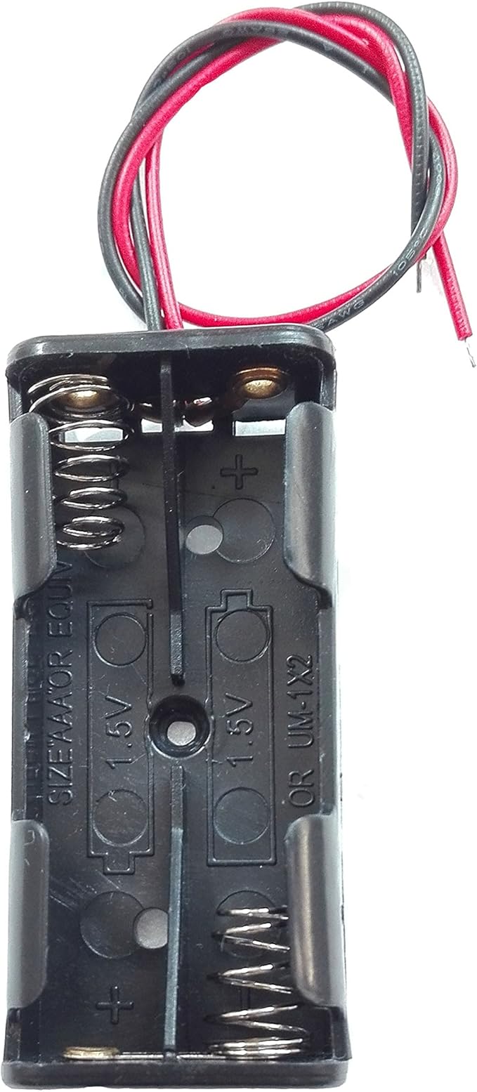 6PCS 2 x 1.5V AAA Battery Spring Clip Black Plastic 2 x 1.5V AAA Battery Case Holder Box Black Red Wire Leads