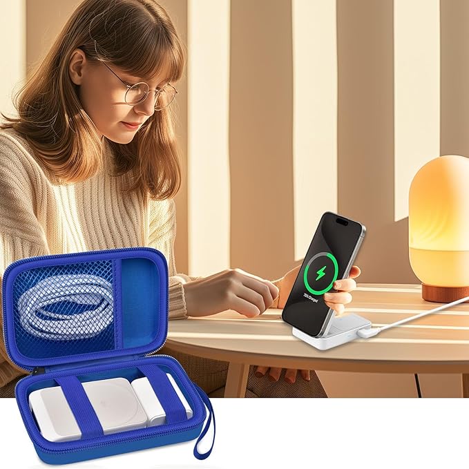 Case for Anker MagGo 3-in-1/MagGo UFO Charging Station,for Augnner for Iseyyox for Apple MagSafe Duo/for LISEN/for RTOPSMagSafe Wireless Charger Foldable Magnetic Charging Stand Storage Box-Blue