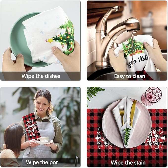 Nialnant 2 Pcs Christmas Hand Towels,16 x 23.6 Inch Funny Kitchen Towels for Housewarming Gifts New Home, Christmas Kitchen Decor