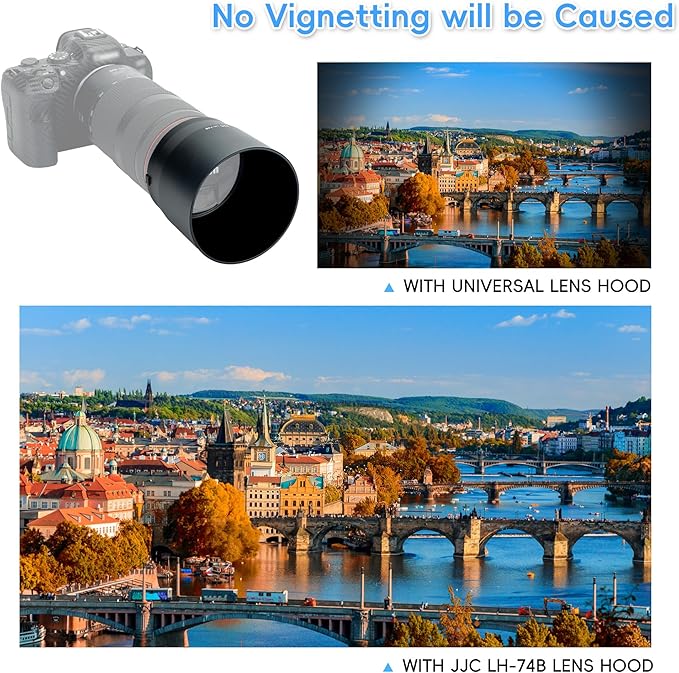 JJC Dedicated Lens Hood Shade Protector for Canon RF 100-400mm F5.6-8 is USM & EF 70-300mm f/4-5.6 is II USM Replaces Canon ET-74B Lens Hood Reversible/Bayonet/with Button to Lock or Release