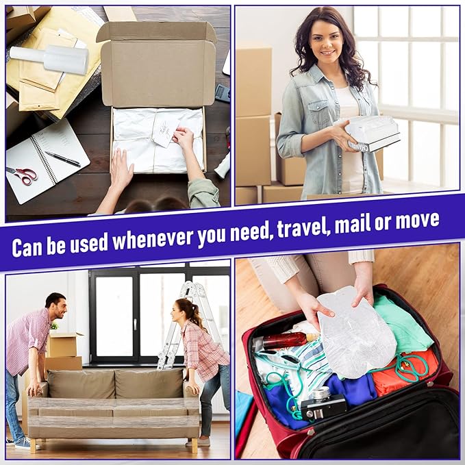 Sherr 20 Rolls 5 Inch x 800 Feet Clear Stretch Shrink Wrap Film with Handle 80 Gauge Heavy Duty PE Industrial Plastic Wrap for Packing, Moving, Furniture & Pallet, Self Adhering Packaging Film