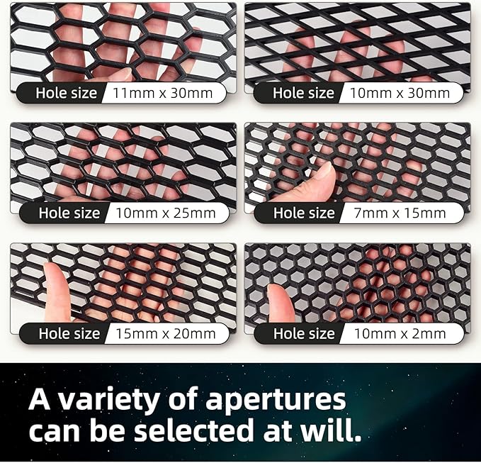AggAuto 47"x16" ABS Plastic Universal Car Grill Mesh, Automotive Grille Insert Bumper Honeycomb Hole 10x10mm Grids Black