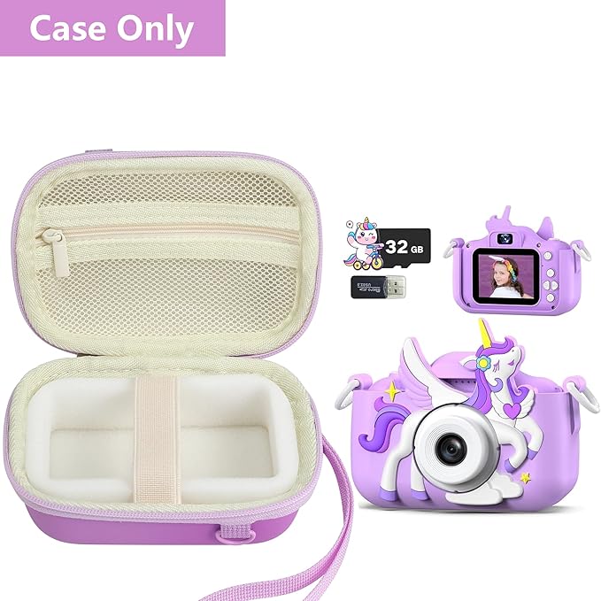 Leayjeen Kids Camera Case Compatible with Goopow/Dwfit/Slothcloud/Colofree/KIZJORYA Kids Camera Toys and Children Digital Video Camera,Best Christmas and Birthday Gifts-Purple(Case Only)