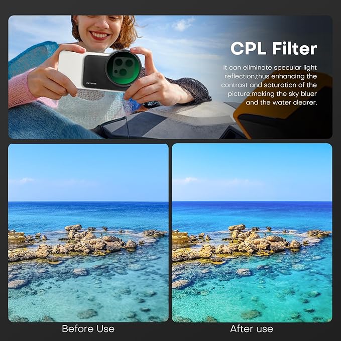 REYGEAK CPL Filter for Magsafe iPhone 16/15/14/13/12,67mm Ultra-Slim Camera Lens Filter,Magnetic Filter Frame with 6.1inch for iPhone 15/14/13/12 Pro