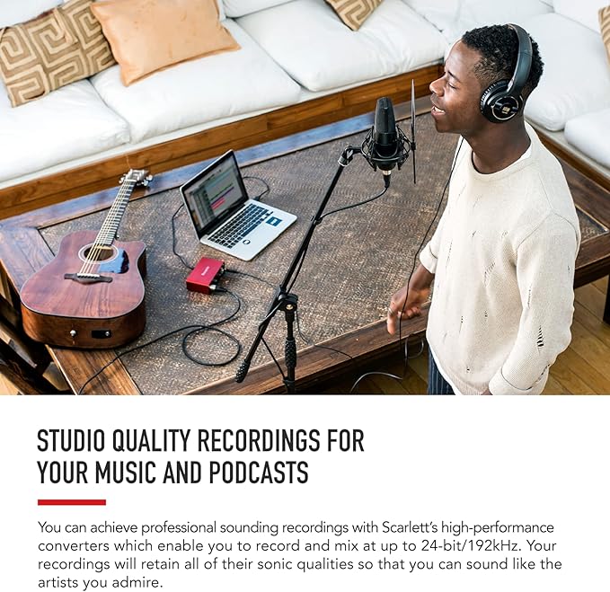 Focusrite Scarlett Solo 3rd Gen USB Audio Interface for Guitarists, Vocalists, Podcasters or Producers to record and playback studio quality sound