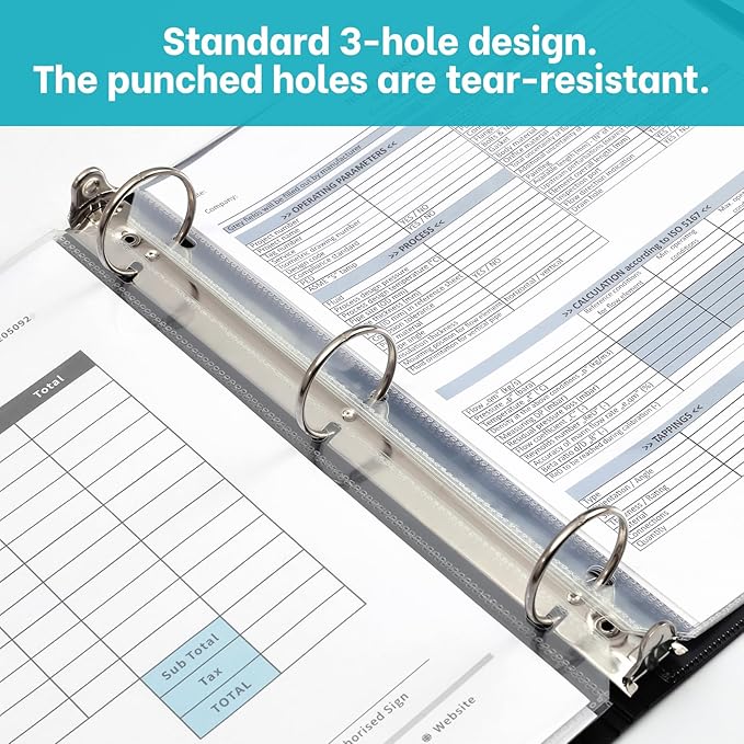 Super Heavyweight 3-Hole Letter Size Sheet Protectors - High Transparency Plastic Heavy Duty Sleeves for 3 Ring Binders, Archival Safe, Durable Page Protectors for Documents, 8.5x11 Inch (50 Pack)
