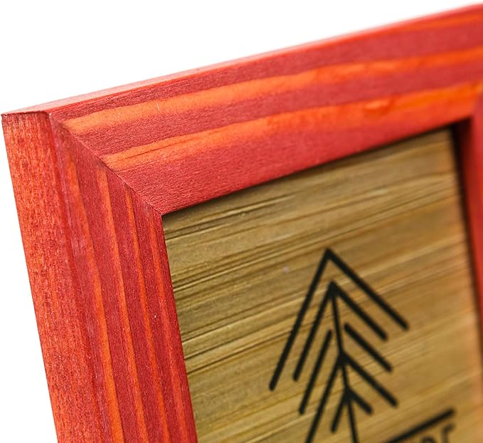 Rustic Wooden Picture Frame 4x6 Inch - Set of 2-100% Natural Eco Barn Wood with Real Glass - Made for Wall Hanging and Tabletop Display - Red