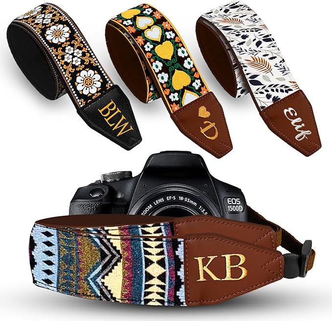 Art Tribute Camera Strap for All DSLR and Mirrorless Cameras. Add Your Name Or Initials Make It a Personalized Gift