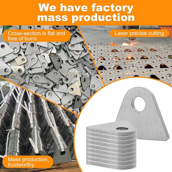 Weld on Tabs 10 PCS, 1-8/9" H x 2-2/7" W Steel Shock Mount Weld tabs with 1/2" Hole, 1/5" Thick , Weld Tabs Universal Flat Mount Bracket, Rapid Welding Version