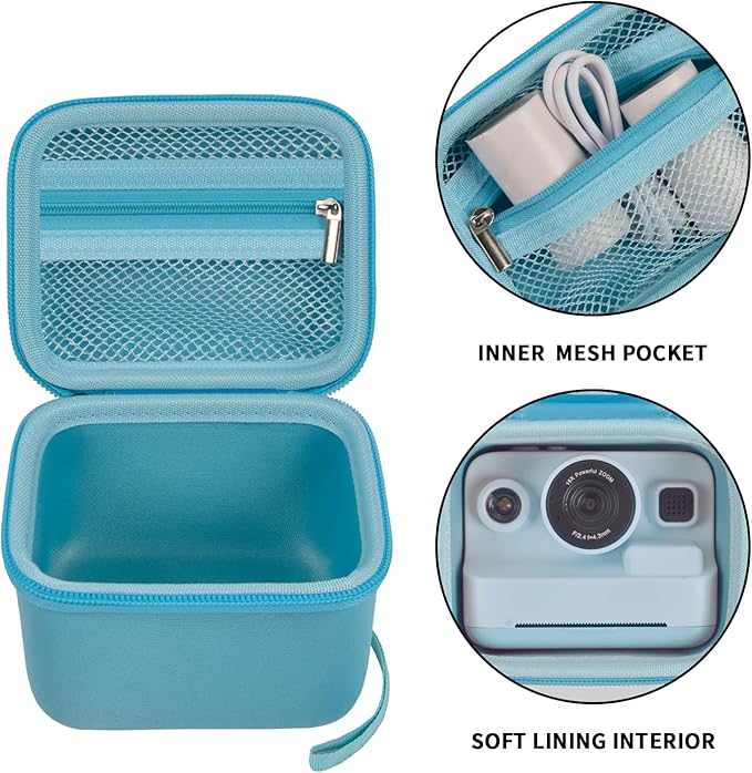 ANKHOH Case for Dylanto/for DUDUDRAGON/for Yehtta/for Gofunly/for LETSHAH Kids Camera Instant Print, 1080P Kid Cameras Storage Organizer Gifts Bag for Printing Paper and Toy Accessories,Blue-Only Box
