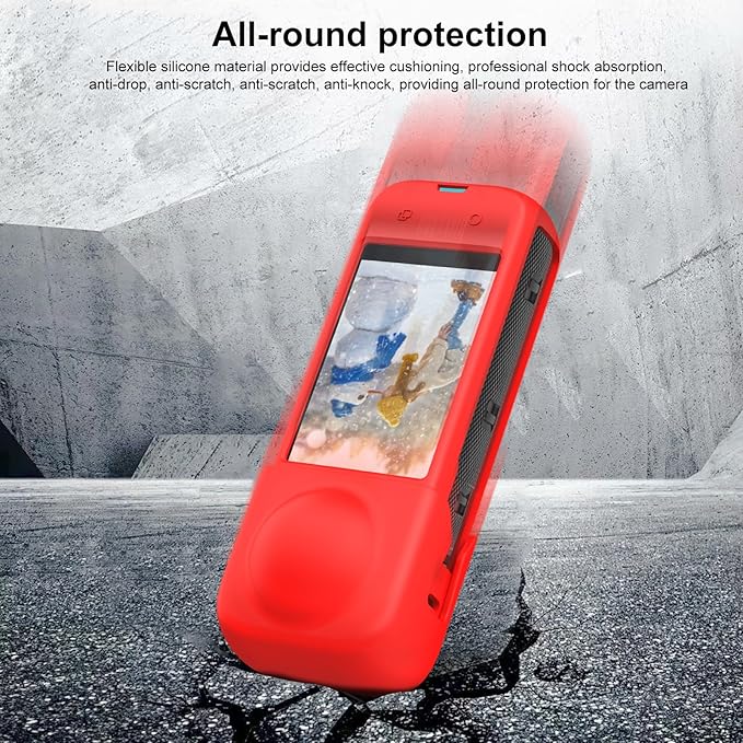 PULUZ Silicone Protective Case for Insta360 X4 with Lens Cap, Soft Camera Protective Cover and Standard Lens Guard for Insta 360 X4 Accessories(Red)