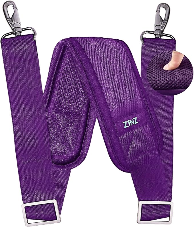 ZINZ 79 inch Shoulder Strap, Extra-thick Fixed Cushion Pad and Dual Clasps Universal Replacement Strap with Metal Swivel Hooks for Laptop Bags, Luggage Bags, Camera, Crossbody (200cm,Purple)