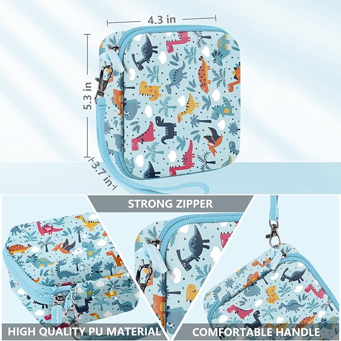 Leayjeen Kids Camera Case Compatible with ESOXOFFORE/Dylanto/GKTZ/HiMont/CAMCLID Kids Camera Instant Print for Christmas Gifts and Birthday Gifts for Kids 3-12 Years Old-Blue Dinosaur(Case Only)
