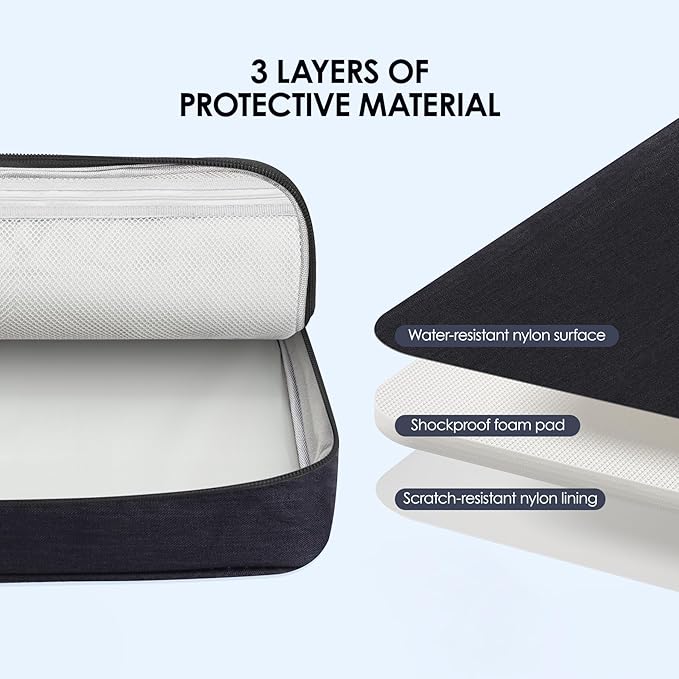 LENTION Cable Electronics Organizer Bag Pouch, Travel Cord Organizer Carry Case Waterproof Double Layers All-in-One Storage Bag Carrying for Cable, AirPods, Charger, Power Bank, Earphone Black