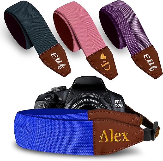 Art Tribute Camera Strap for All DSLR and Mirrorless Cameras. Add Your Name Or Initials Make It a Personalized Gift