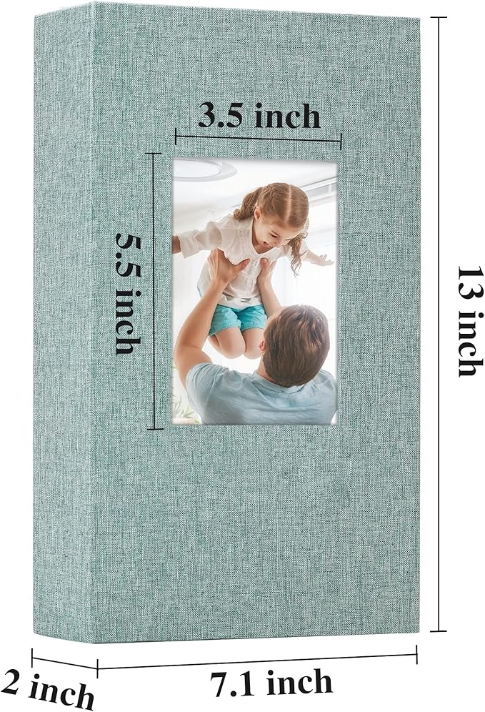 Vienrose Linen Photo Album 300 Pockets for 4x6 Photos Fabric Cover Photo Books Slip-in Picture Albums Wedding Baby Green