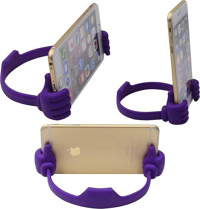 Honsky Thumbs-up Cell Phone Stand Holder, Tablet Stand Cradle for Desk Desktop Smartphone Cellphone Mobile Phone Tablets, Universal Adjustable Flexible, Purple