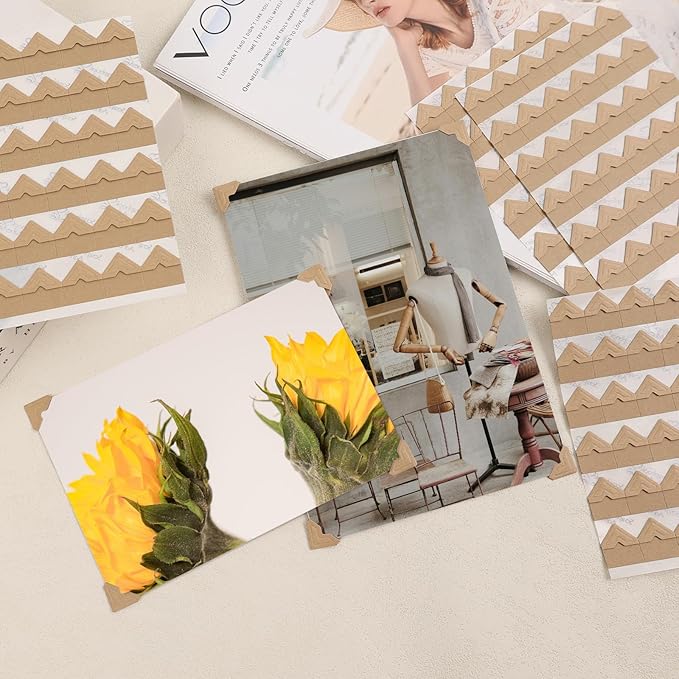 Lineco Kraft Acid-Free 0.5" Archival Photo Corners, Self-Adhesive, Pressure Sensitive, Non-Yellowing, Mount Pictures Without it Touching Tape, Scrapbooking, DIY, Displaying Pictures. (Pack of 252)