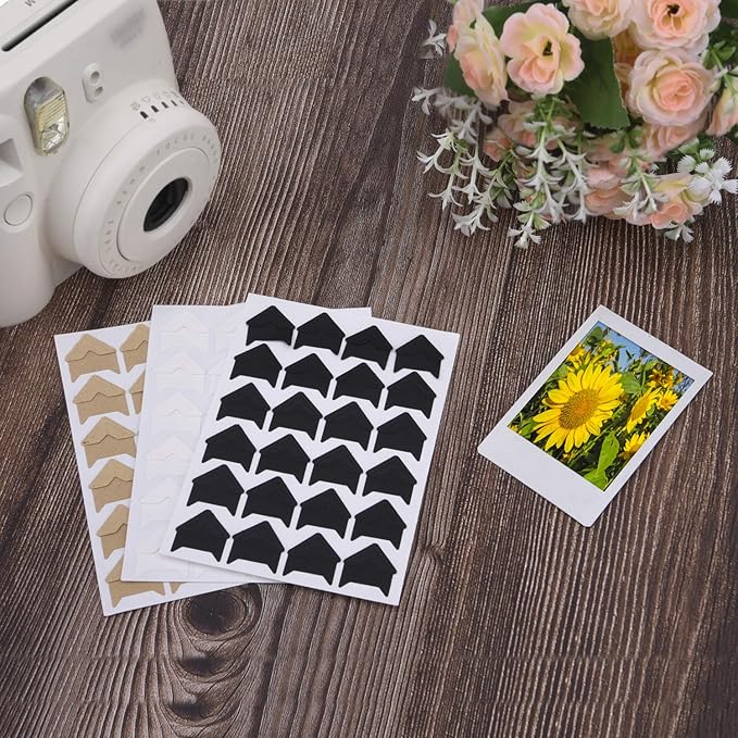 Sunmns 15 Sheets Photo Corners Stickers, Picture Films Self Adhesive Corner for DIY Scrapbook Album