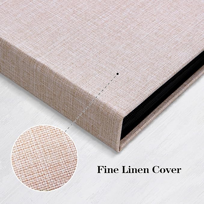 Mublalbum 2 Pack Small 5x7 Photo Album Linen Cover with Display Window Mini Picture Book Each Holds 52 Vertical Pockets for Artwork Postcards or Pictures Storage (Beige)