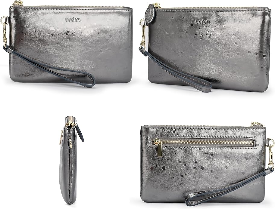 befen Genuine Leather Wristlet Clutch RFID Blocking Bag Cell Phone Wallet Purse Wristlet Wallet Purses and Handbags for Women