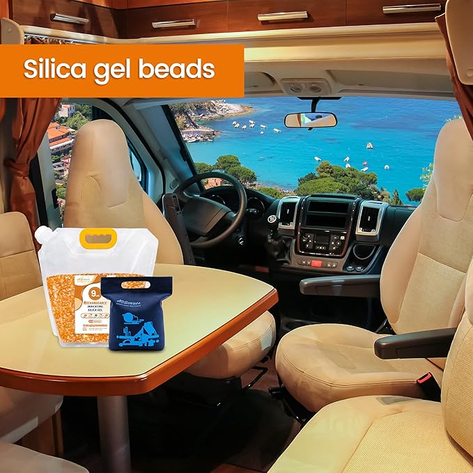Silica Gel Desiccant Beads – Reusable Desiccant Bulk 3mm Beads for 3D Filament, Electronics, Cameras, Jewelry, and Safes (Orange White MIX, 9 LBS+2 Bags)