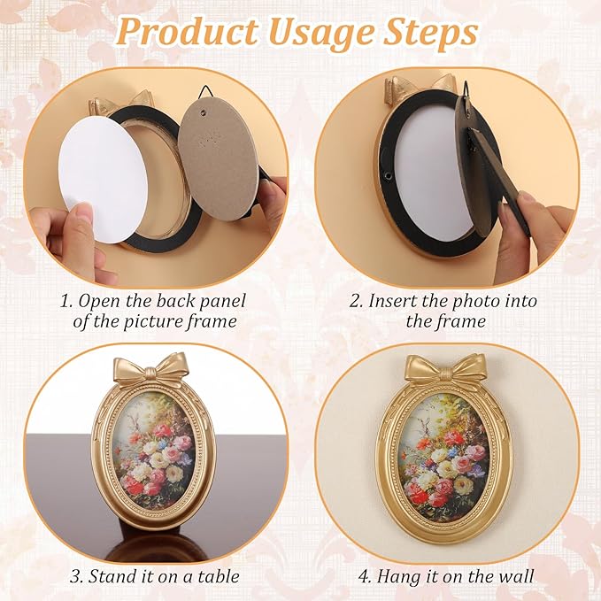 3Pcs Small Vintage Picture Frames, 2.5 x 3.5 Inch Gold Vintage Baroque Mini Gold Frames, Oval Rectangle Ornate Table Top Display Frame for DIY Jewelry Display Photography Mobile Photo Wedding Decor