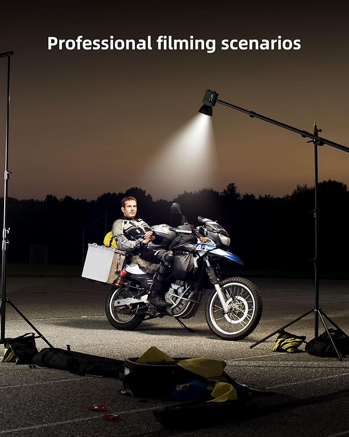 Portable 40W LED Video Light with 3400mAh Build-in Battery, COB Continuous Output Lighting Handheld Spotlight 2500K-6500K for Video 12000 LUM(0.5M)