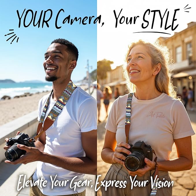Art Tribute Camera Strap for All DSLR and Mirrorless Cameras. Add Your Name Or Initials Make It a Personalized Gift