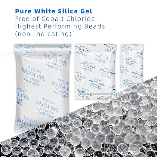 2 Gram [50 Packets] Silica Gel Packets Silica Gel Desiccants, Silica Gel Packs - Rechargeable (Food Safe) Silica Gel Packets, Silica Packets