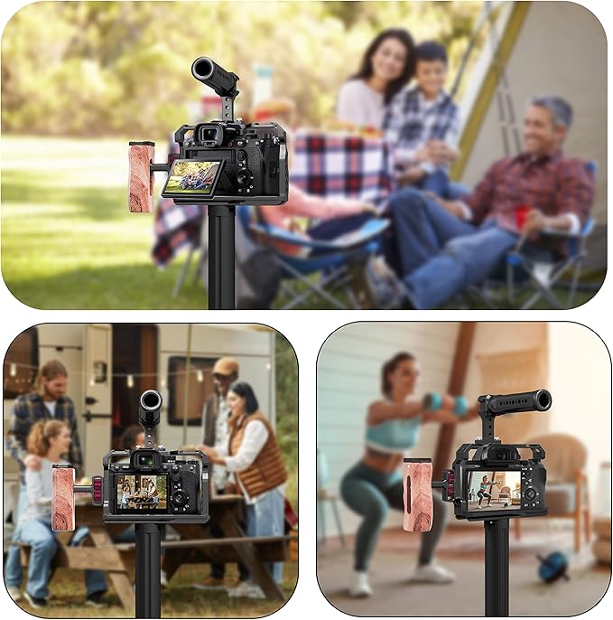 Kalofaye Aluminum Alloy Camera Cage Kit Replacement for Sony A7 M3 /ARIII / A7III / A7II / A7SII / A7RII with Top Handle Grip Wooden Side Handle
