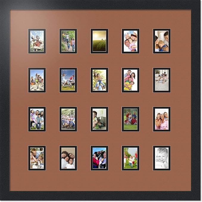Art to Frames Double-Multimat-398-771/89-FRBW26079 Collage Photo Frame Double Mat with 20-2x3 Openings and Satin Black Frame