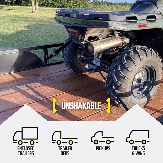 DC Cargo Mall Bolt-on E Track Auto Retractable Ratchets Straps Heavy Duty (2 Pack) 2 Inch x 6 Ft - Retractable Ratchet Tie Down Straps for Boats, Jet Skis, Motorcycles, ATVs - 4,000 lbs Break Strength
