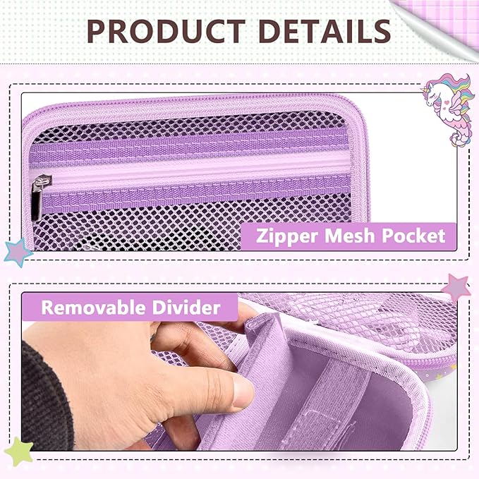 Leayjeen Kids Camera Case Compatible with Dylanto/GKTZ/HiMont/CAMCLID/ESOXOFFORE Kids Instant Print Camera, Christmas Gifts and Birthday Gifts for Kids - Purple Unicorn (Case Only)