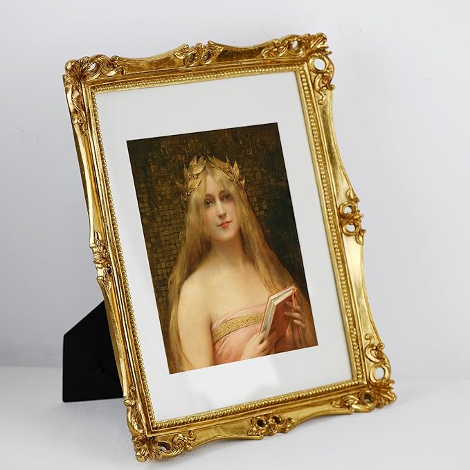 Funerom 11x14 Vintage Picture Frames with Glass Front, Ornate Frame, Antique Photo Frames for Wall Hanging Gold