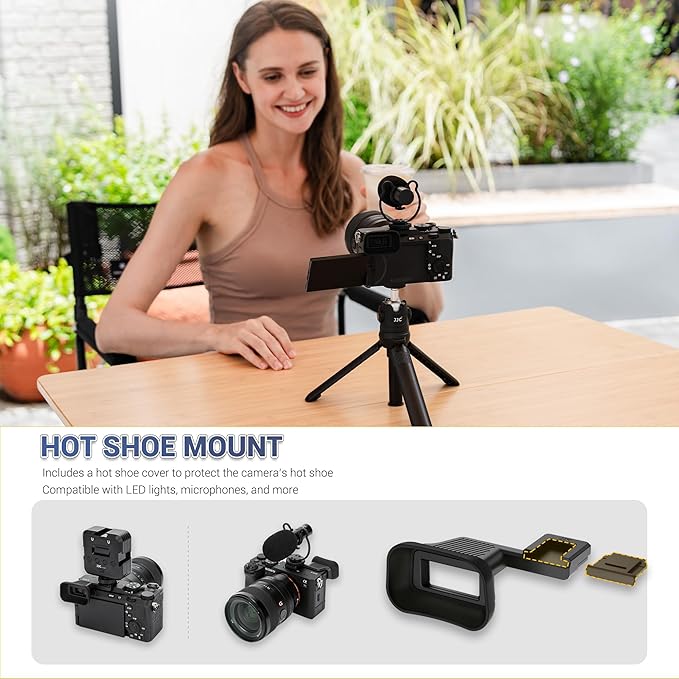 Upgraded A7C II A7CR Eyecup Eye Cup with Hot Shoe Cover, Soft Silicon Extended Viewfinder Eyepiece for Sony Alpha 7CII 7C R 7C II (Not Fits A7C) with Built-in Cold Shoe Mount for LED lights Microphone