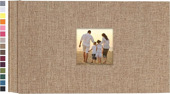 potricher Small Photo Album 4x6 100 Photos Linen Cover Picture Photo Book for Family Wedding Anniversary Baby Vacation (Khaki,100 Pockets)