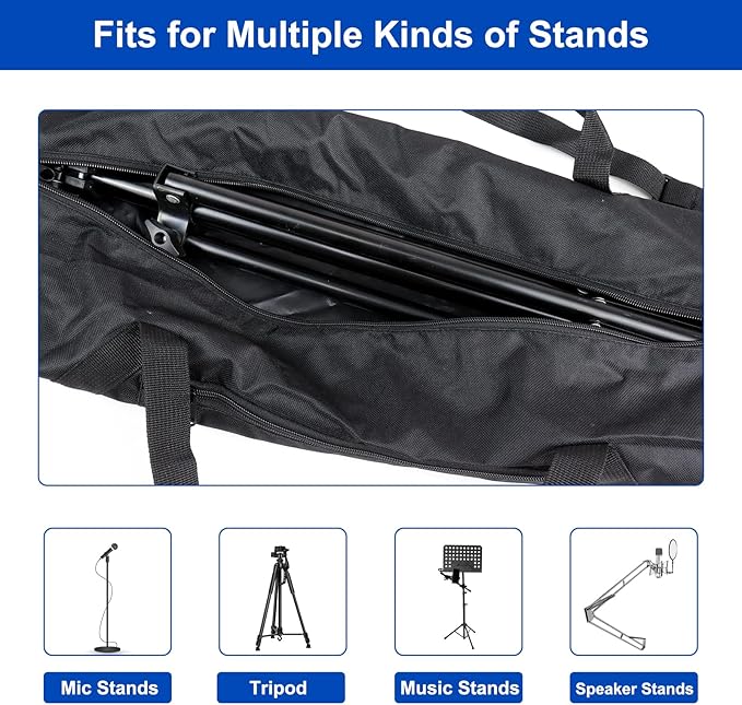 Tripod Carrying Case - 47 Inch 600D Oxford Tripod Bag with Shoulder Straps and Dual Handles Full Zippers for Lights, Cameras, Microphone Stands, Music Stands