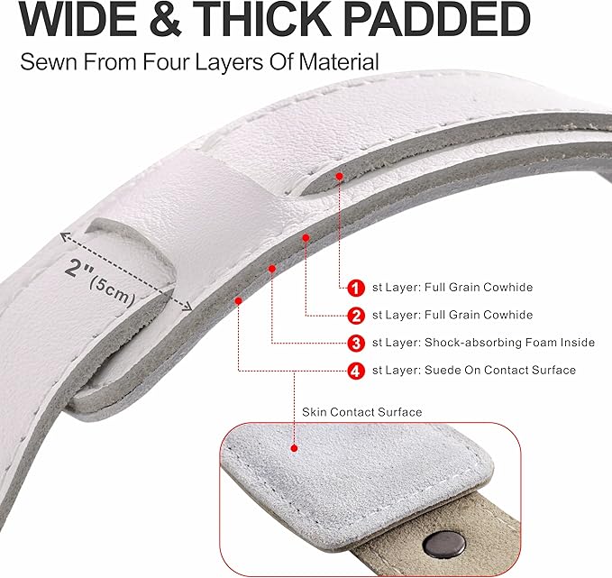 Padwa Lifestyle White Dual Camera Harness for Two Cameras - Wide Strap with Thick Shoulder Padded,Full Grain Leather Double Harness,Multi Camera Gear for DSLR Strap for Photographers