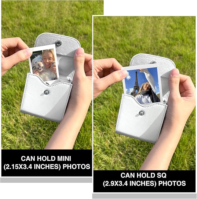WOGOZAN Square Album for Fujifilm Instax Square/SQ1/SQ40/SQ6/SQ10/SQ20/SP-3 Instant Camera 2.9x3.4 Inch Films for Instax Square Film, Photo Album for Polaroid Mini Pictures, SQ Photo Pouch Bag (White)