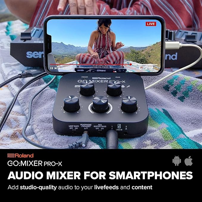 Roland GO:MIXER PRO-X Audio Mixer for Smartphones | Connect and Mix up to 7 Audio Sources | Add Studio Quality Audio to your Social Content and Livestreams