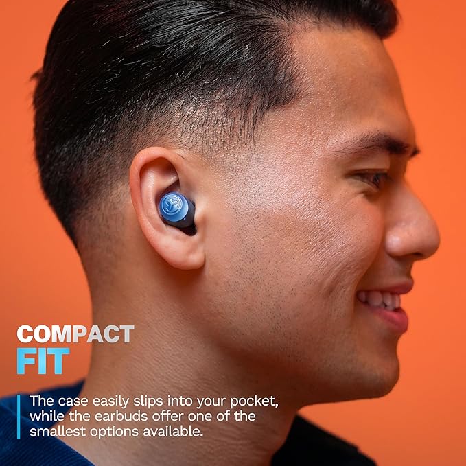JLab Go Air Pop+ True Wireless Earbuds, in Ear Headphones, Bluetooth Earphones, 35H Playtime Ear Buds, Bluetooth Earbuds with Microphone, USB-C Charging Case, Dual Connect, EQ3 Sound, Navy Blue