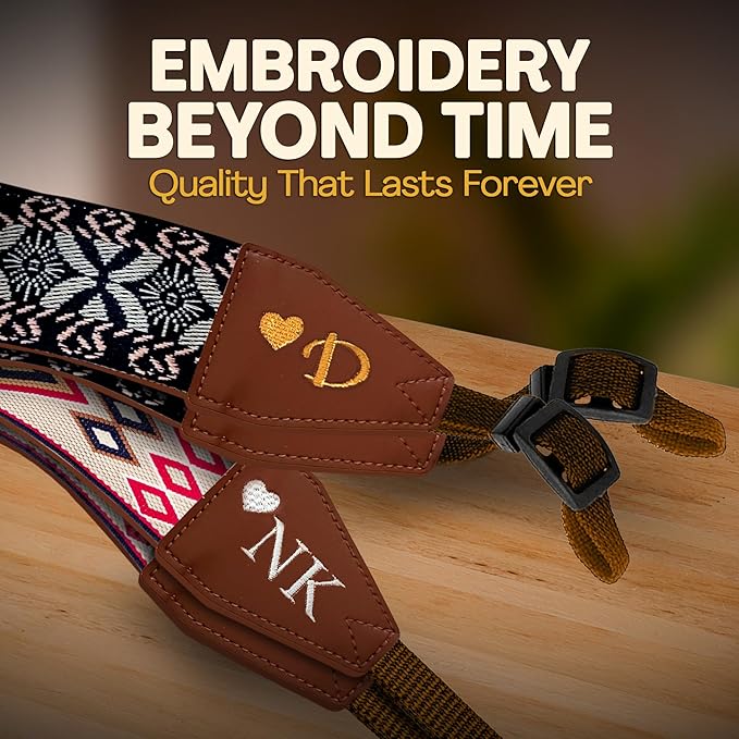 Art Tribute Camera Strap for All DSLR and Mirrorless Cameras. Add Your Name Or Initials Make It a Personalized Gift