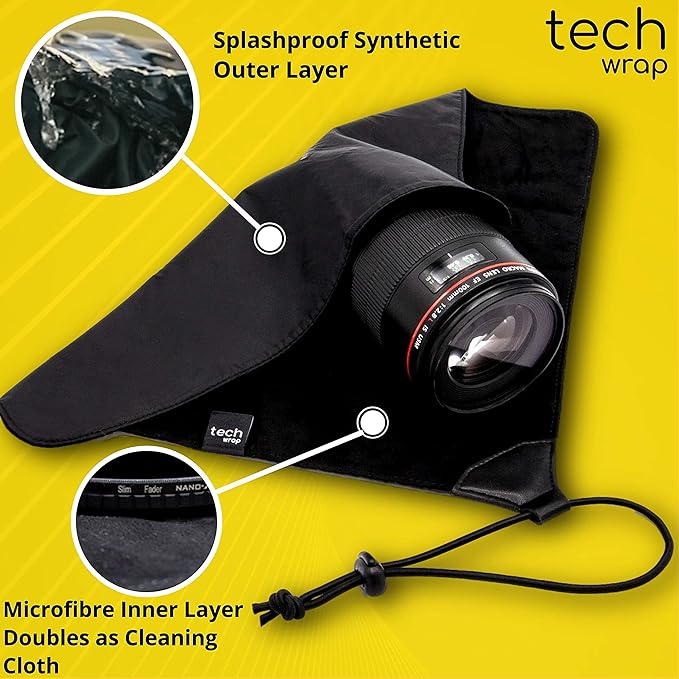 The Tech Wrap 2 x Camera Protective Wrap - Camera Wraps Lens Protector - Camera Travel Accessories - Camera Pouch DSLR Sleeve Case