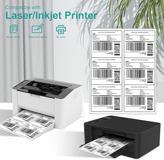 MFLABEL 3-1/3" x 4" FBA Shipping Labels - 6-UP on 8.5x11 Sheet, 100 Sheets (600 Labels) | Easy to Peel & Pop-Out Design for Laser & Inkjet Printers | Address Labels for Amazon FBA, UPS, FedEx