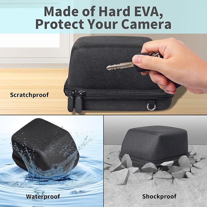 Kuprusar Camera Case for Polaroid OneStep 2VF/Now+ Camera, Hard Carrying Case Protective EVA Storage Bag for One Step+/Now/Now+ Plus 2nd I-Type Instant Film Camera with Shoulder Strap